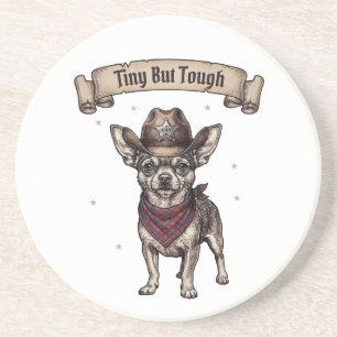 'Winzig aber tough' Chihuahua rockt einen Cowboy Getränkeuntersetzer
