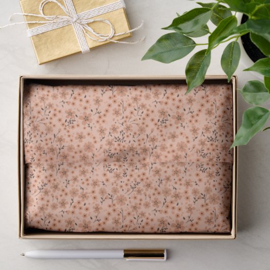 Winzig süß rosa rot braun creme Muster Seidenpapier (Geschenk)