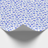 Winzige Blaue Blumen auf Weiß Geschenkpapier (Ecke)