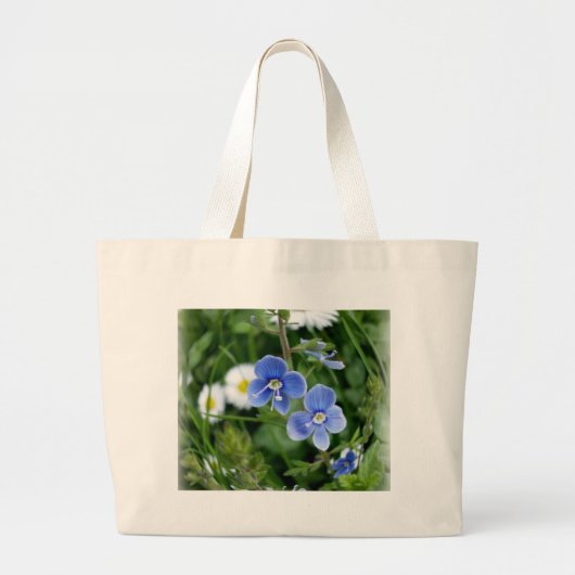 winzige blaue Blumen Jumbo Stoffbeutel (Vorne)