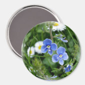 winzige blaue Blumen Magnet (Vorderseite/Rückseite)