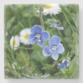 winzige blaue Blumen Steinuntersetzer (Vorderseite)