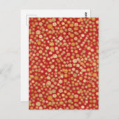 Winzige Blume auf dem Roten Hintergrund Chiyogami Postkarte (Vorne/Hinten)