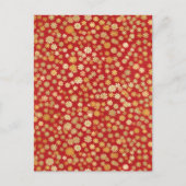 Winzige Blume auf dem Roten Hintergrund Chiyogami Postkarte (Vorderseite)