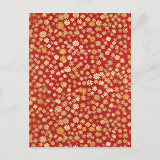 Winzige Blume auf dem Roten Hintergrund Chiyogami Postkarte (Vorderseite)