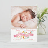 Winzige Blume Foto Geburtsankündigung Ankündigung (Stehend Vorderseite)