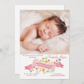 Winzige Blume Foto Geburtsankündigung Ankündigung (Vorne/Hinten)