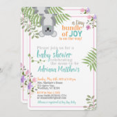 Winzige Blütendusche aus Joy Forest Floral Baby Einladung (Vorne/Hinten)