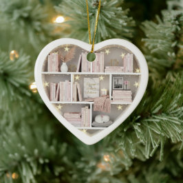 Winzige Bücherregale Rosa Bücherregal 2D-Druck Büc Keramik Ornament