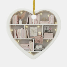 Winzige Bücherregale Rosa Bücherregal 2D-Druck Büc Keramik Ornament