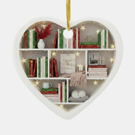Winzige Bücherregale Weihnachten Rot & Grün 2Dprin Keramik Ornament