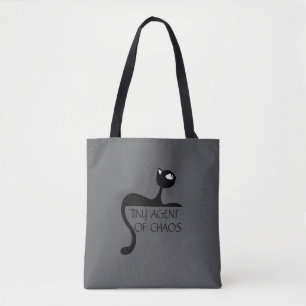Winzige Chaos-Agentin Schwarze Katze graue Trageta Tasche