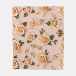 Winzige cremefarbene und goldene Rosen Fleecedecke