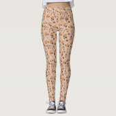 Winzige cremefarbene und goldene Rosen Leggings (Vorderseite)