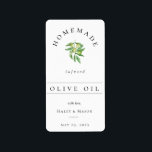 Winzige Flasche Olivenöl-Bonbons Sticker Adressaufkleber<br><div class="desc">Hübsche Aquarelloliven und Blätter,  Olivenöl winzige Flaschenetikett. Entworfen,  um unsere toskanische Oliven-Grüne-Sammlung zu entsprechen.</div>