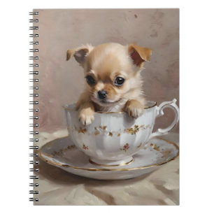Winzige Freude: Chihuahua-Welpe in einer Teetasse, Notizblock