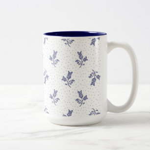 Winzige Glockenblumen - Ungarische Blaudruck-Volks Zweifarbige Tasse