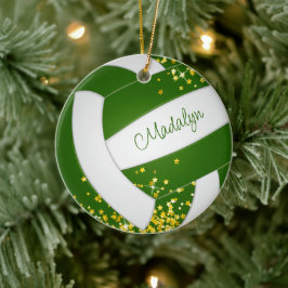 winzige goldene Sterne Grüner Volleyballspieler Sa Keramik Ornament