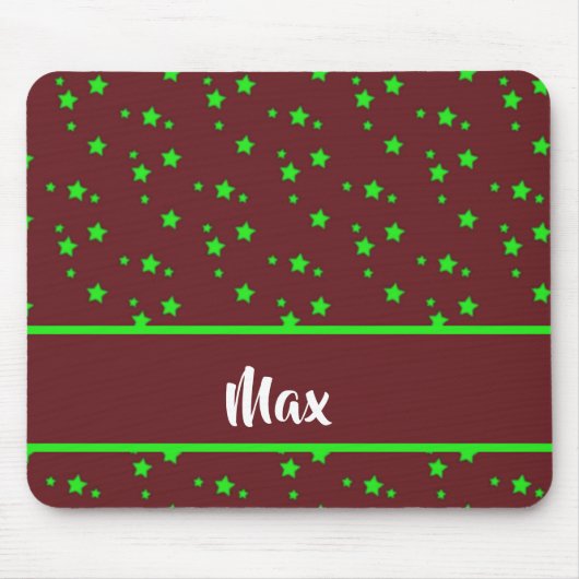 Winzige grüne Sterne auf braun Mousepad (Vorne)