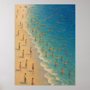 Winzige Menschen Schwimmen im Ozean Sommer Poster