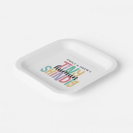 Winzige Niedliche Kinderdusche Pappteller (Gewinkelt)