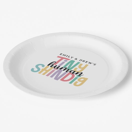 Winzige Niedliche Kinderdusche Pappteller (Schrägansicht)