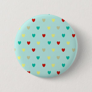 Winzige Polka-Herzen auf Meeresgrün Button