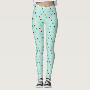 Winzige Polka-Herzen auf Meeresgrün Leggings