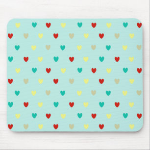 Winzige Polka-Herzen auf Meeresgrün Mousepad