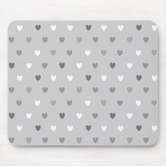 Winzige Polka-Herzen in Grautönen Mousepad (Vorne)
