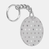 Winzige Polka-Herzen in Grautönen Schlüsselanhänger (Vorderseite links)