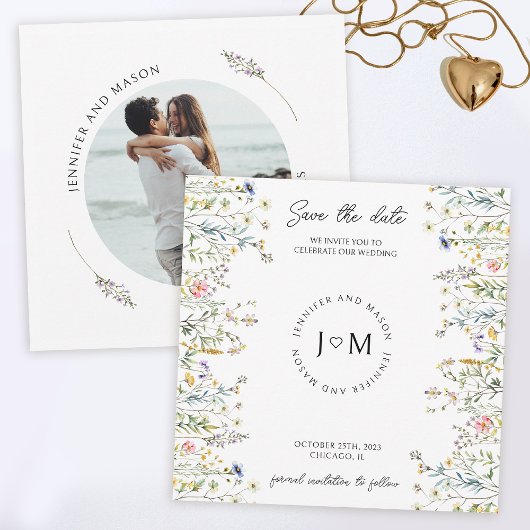 Winzige rustikale Blume Wildblume Save the Date Fo Einladung