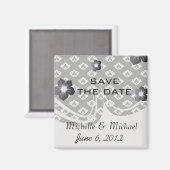 winzige schwarz-weiße Damast-Muster Magnet (Vorderseite/Rückseite)