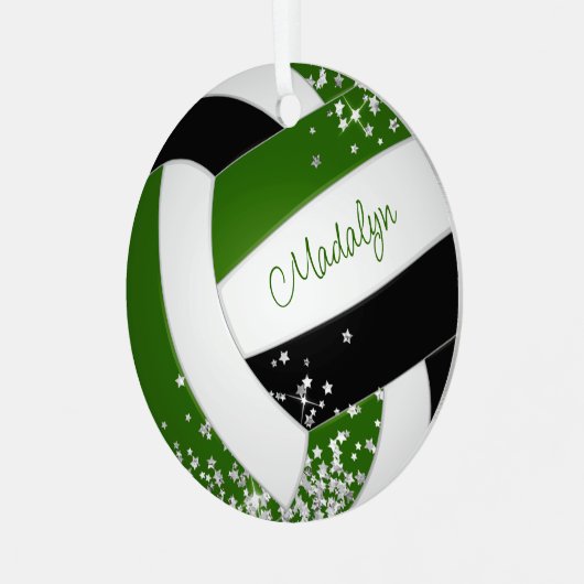 winzige silberne Sterne Akzent grüner schwarzer Vo Ornament Aus Metall (Vorderseite links)