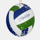 winzige silberne Sterne blaugrüne Volleyballmannsc Keramik Ornament (Links)