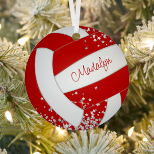 winzige silberne Sterne rotes Volleyball Andenken Ornament Aus Metall