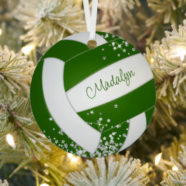 winzige Silberstars Grüne Mädchen Volleyball-Sake Ornament Aus Metall