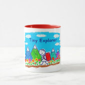 Winzige Stockfigur-Wanderillustration Tasse (Zentrum)