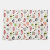 Winzige Sushi-Illustration für Nigiri- und Maki-Fa Geschirrtuch (Horizontal)