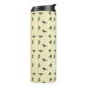 Winzige Vogelmuster auf Beige Personalisiert Thermosbecher (Nach links gedreht)