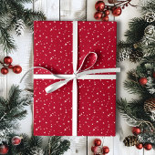 Winzige weiße Sterne an roten Weihnachten Geschenkpapier