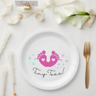 Winzige Zehen Rosa Babyparty Pappteller