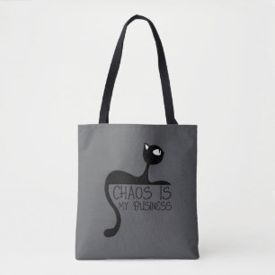 Winziger Agent des Chaos Schwarze Katze graue Trag Tasche