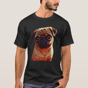 Winziger bezaubernder brauner Mops-Welpe Ölmalerei T-Shirt