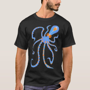 Winziger blauer und orangefarbener Tiefsee-Oktopus T-Shirt