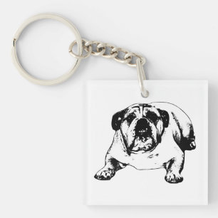 Winziger Bulldogge, zeitloses Herz Schlüsselanhänger