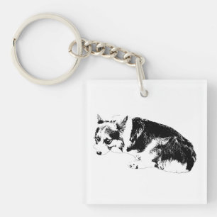 Winziger Corgi, Grafikfliese Schlüsselanhänger