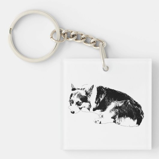 Winziger Corgi, Grafikfliese Schlüsselanhänger (Vorderseite)