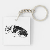 Winziger Corgi, Grafikfliese Schlüsselanhänger (Rückseite)
