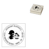 Winziger Ninja bewässert Bonsai-Baum runde Adresse Gummistempel (Stempel)